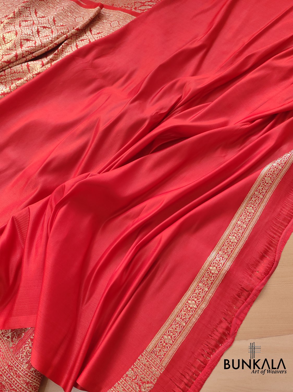 Red Banarasi Mashru Silk Saree
