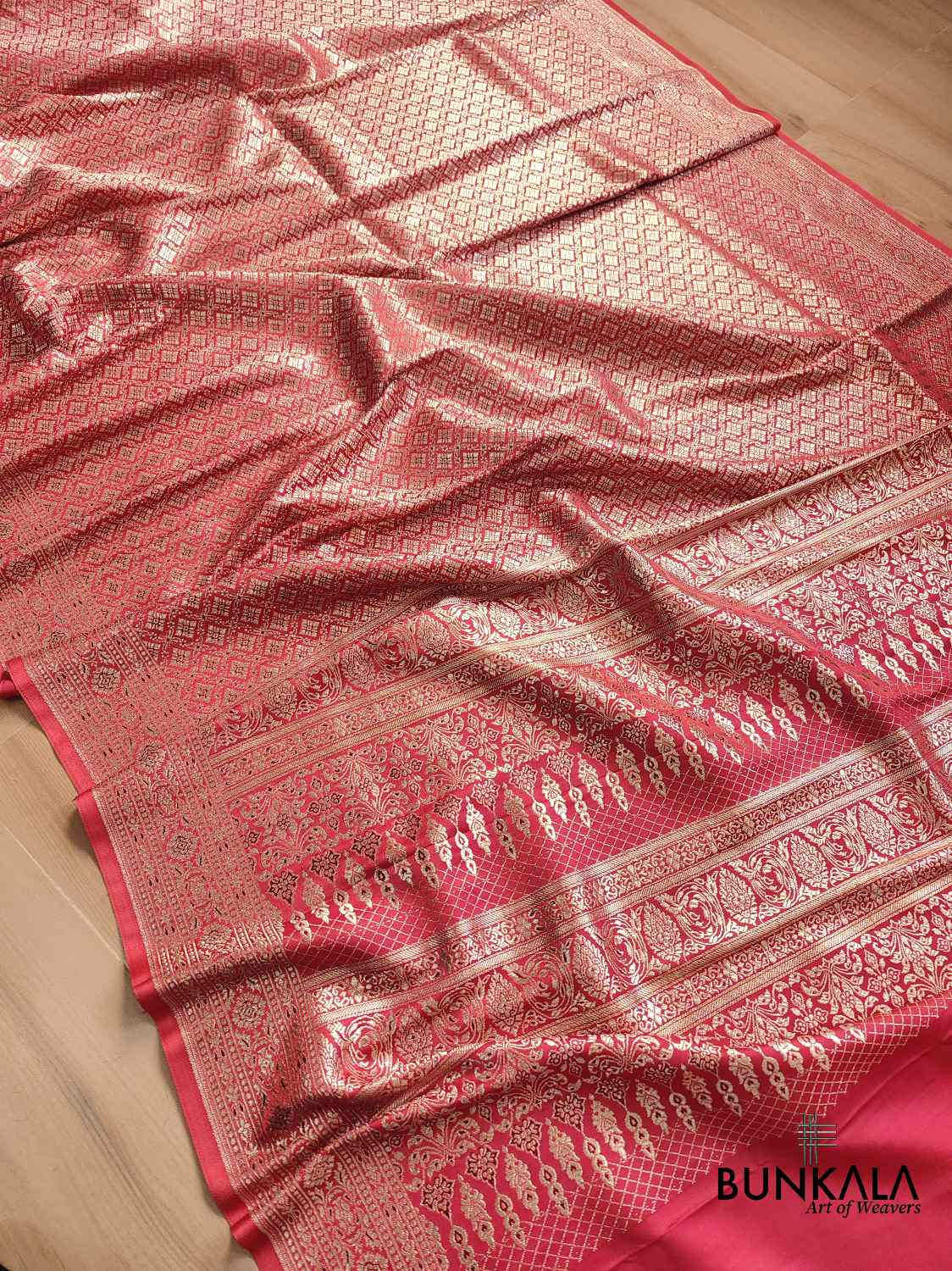 Reddish Pink Mashru Silk Banarasi Saree