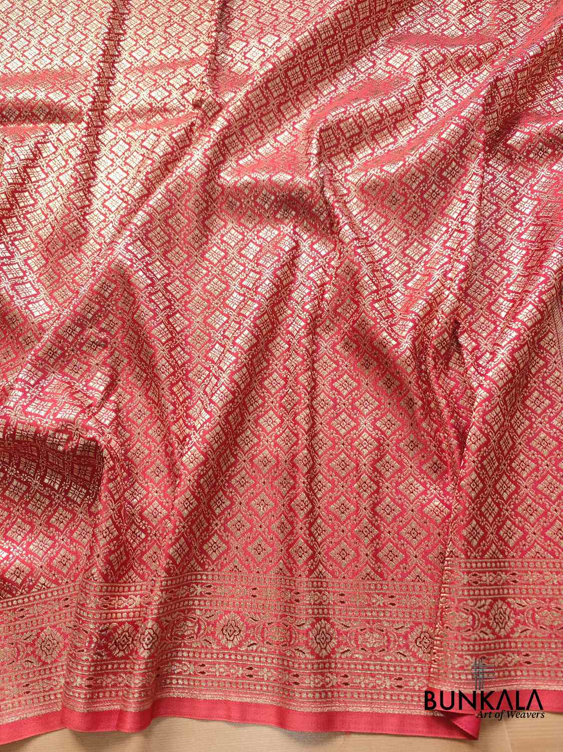 Reddish Pink Mashru Silk Banarasi Saree