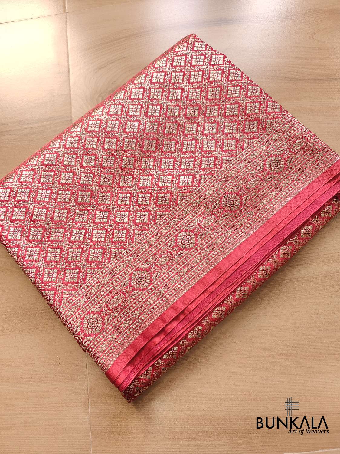 Reddish Pink Mashru Silk Banarasi Saree