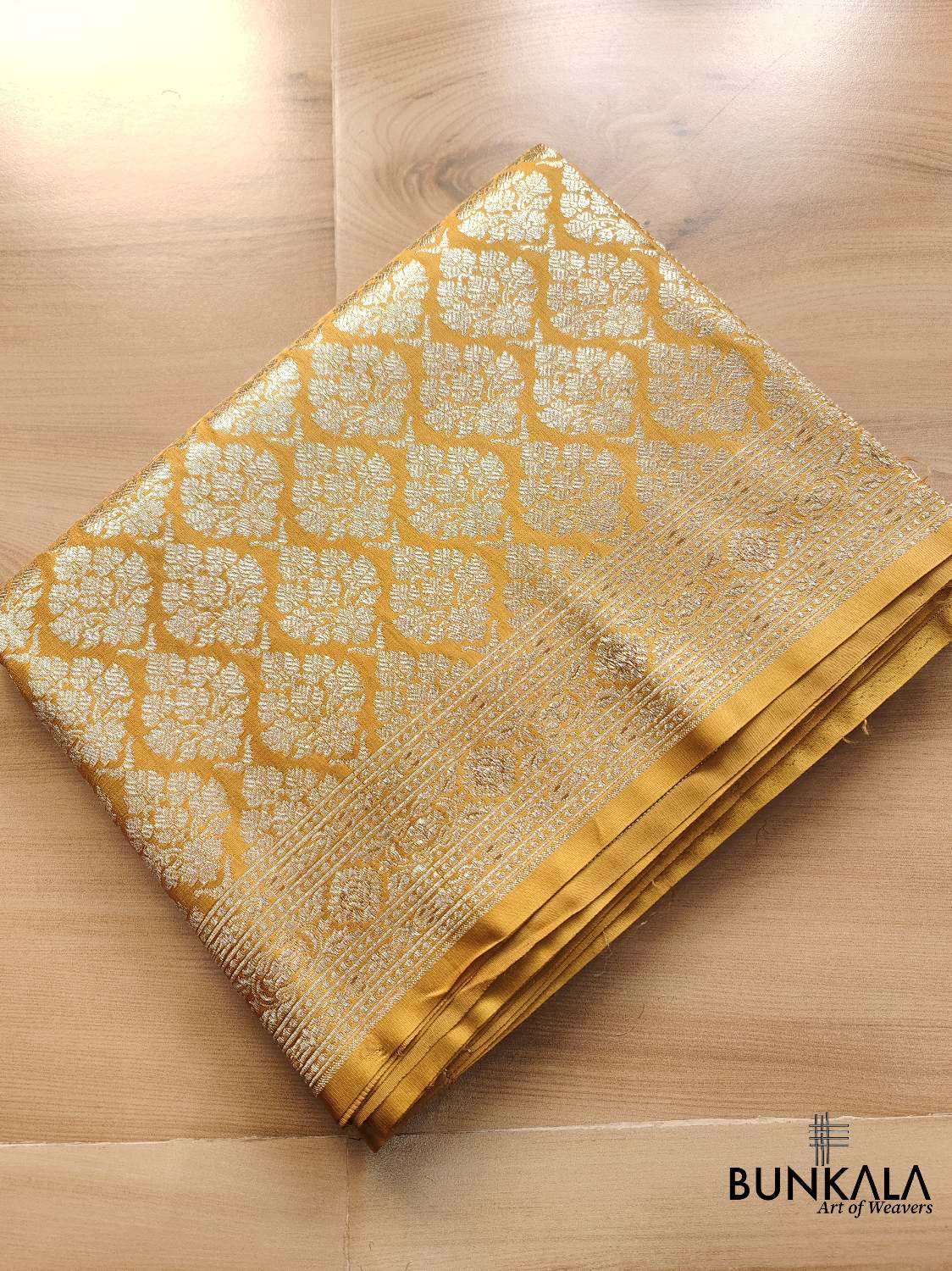 Mastard Yellow Mashru Silk Banarasi Saree