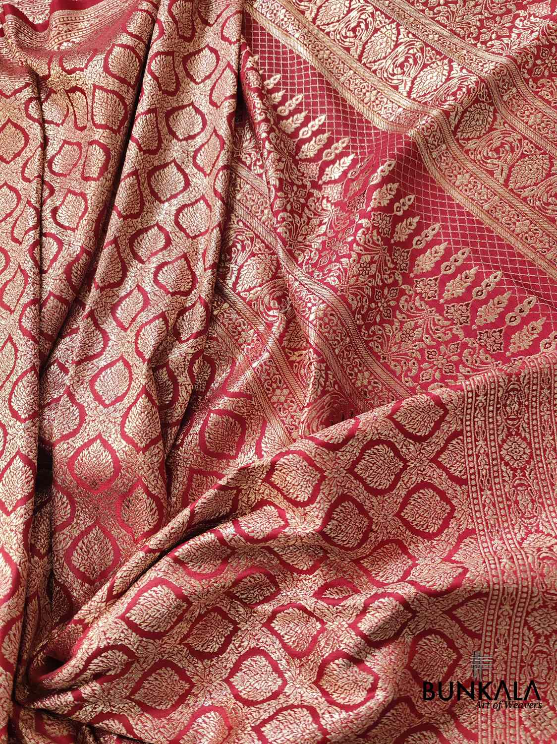 Maroon Mashru Silk Banarasi Saree