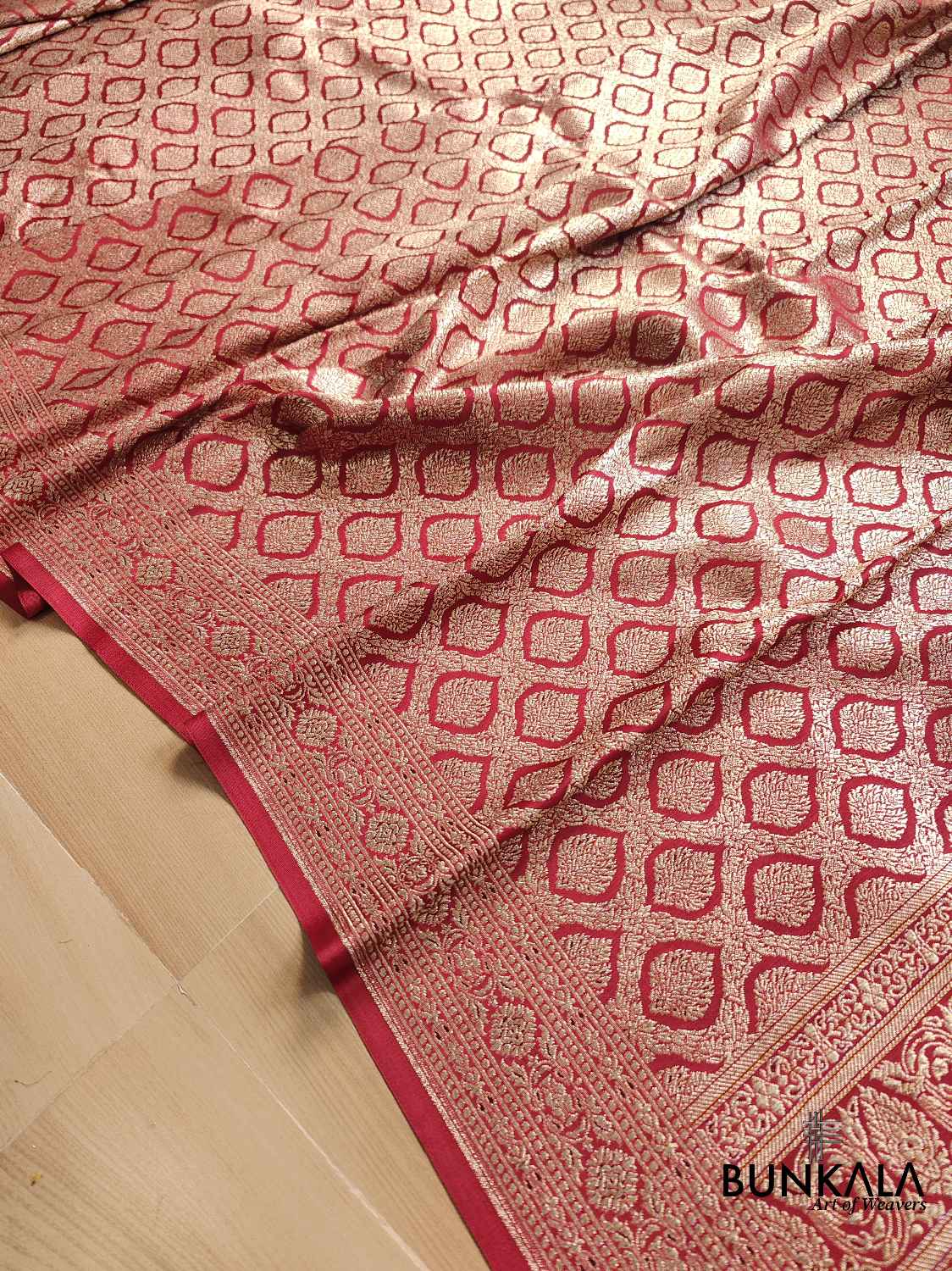 Maroon Mashru Silk Banarasi Saree