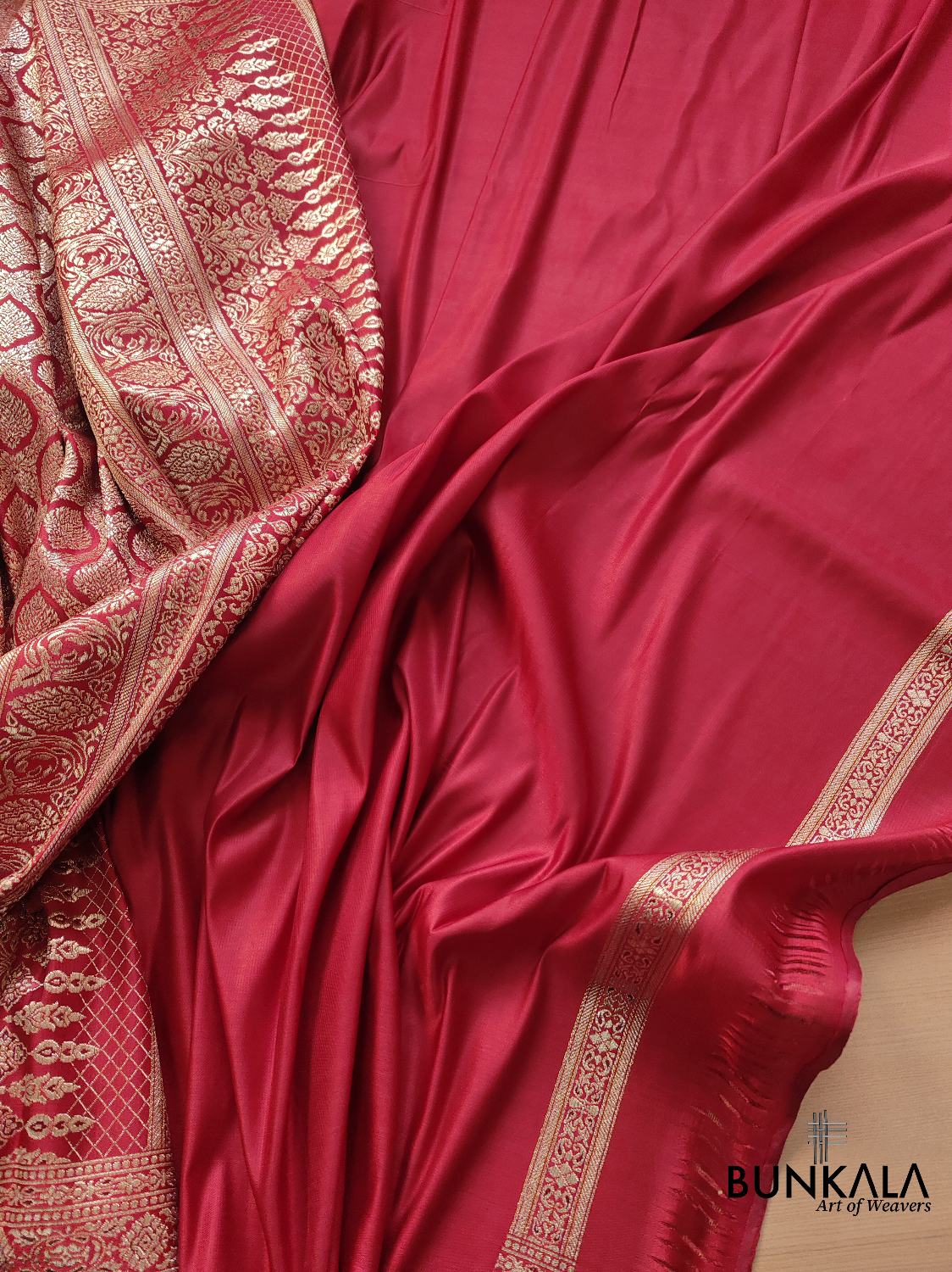 Maroon Mashru Silk Banarasi Saree