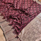 Burgundy Maroon Mashru Silk Jamewar Banarasi Saree