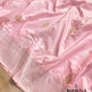 Baby Pink Pure Katan Silk Double Tana Handweaved Kadwa Allover Gold and Silver Zari Buti Banarasi Saree