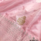 Baby Pink Pure Katan Silk Double Tana Handweaved Kadwa Allover Gold and Silver Zari Buti Banarasi Saree