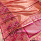 Pink Two Tone Pure Tissue Silk Handloom Plain Banarasi Saree with Big Patola Border