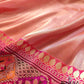 Pink Two Tone Pure Tissue Silk Handloom Plain Banarasi Saree with Big Patola Border