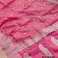 Pink Pure Khaddi Chiffon Allover Silver Zari Buti Handloom Banarasi Saree