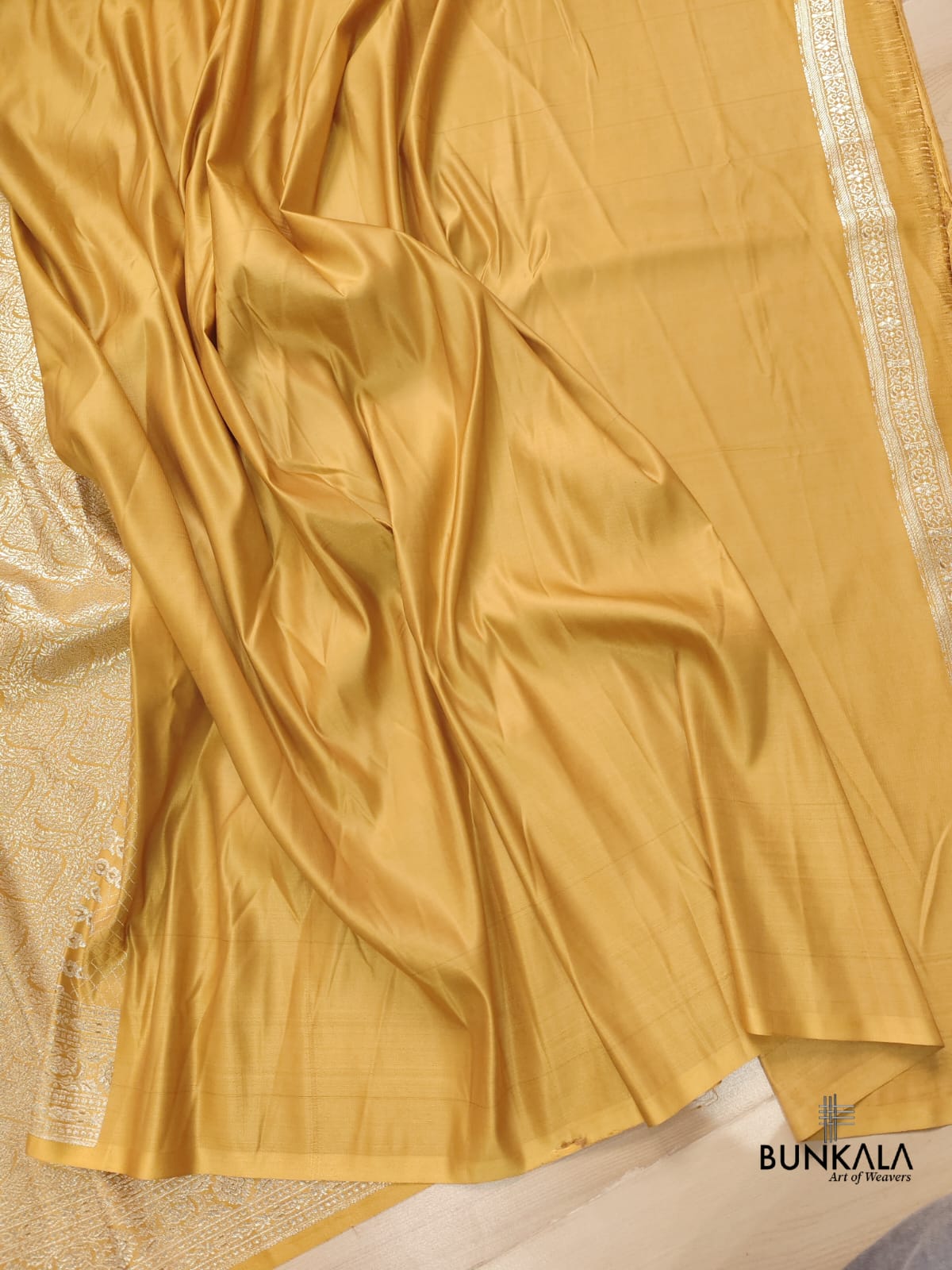 Yellow Mastard Mashru Silk Banarasi Saree