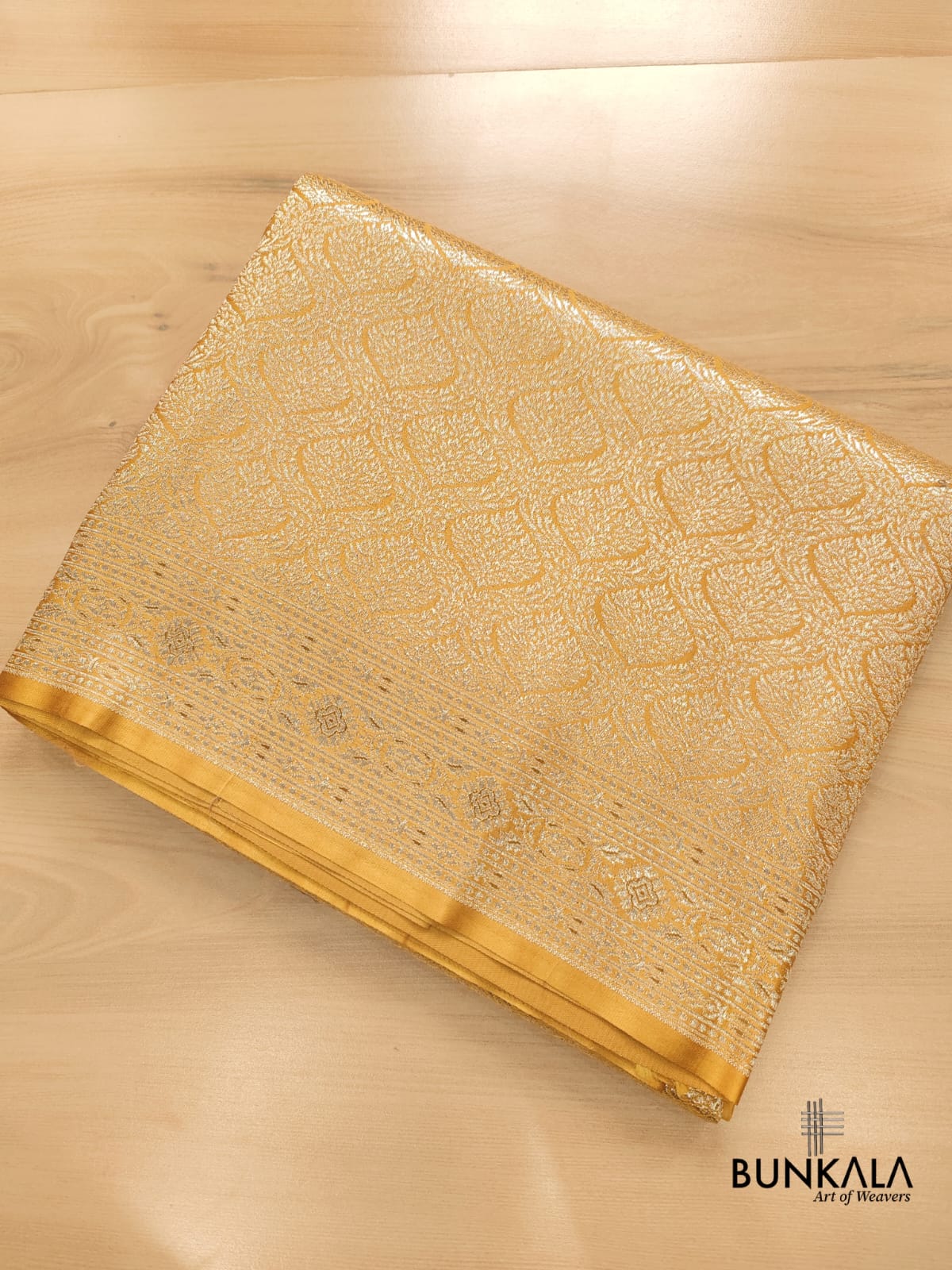 Yellow Mastard Mashru Silk Banarasi Saree