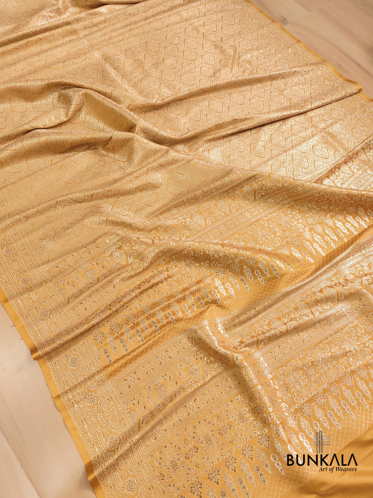 Yellow Mastard Mashru Silk Banarasi Saree