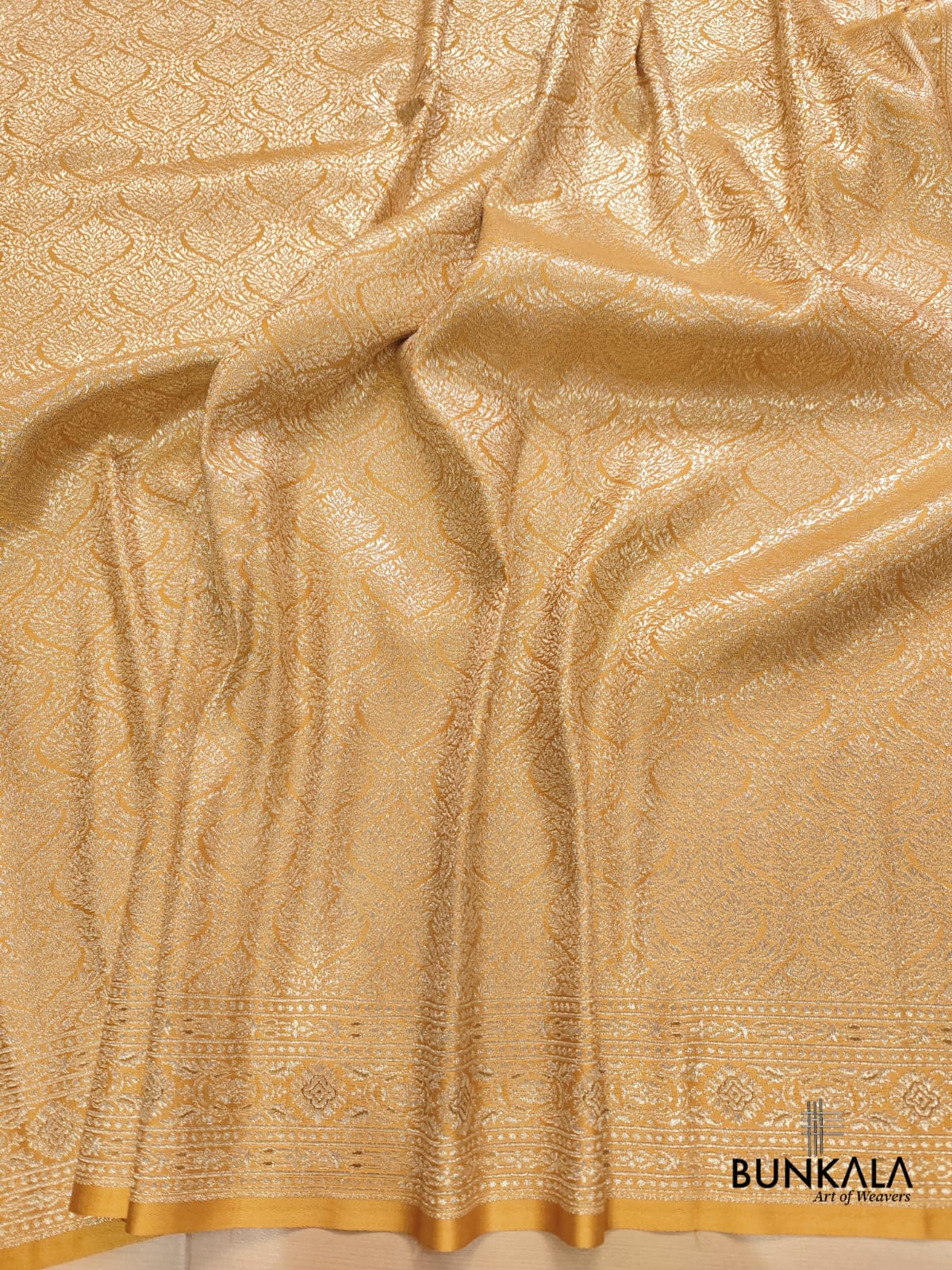 Yellow Mastard Mashru Silk Banarasi Saree