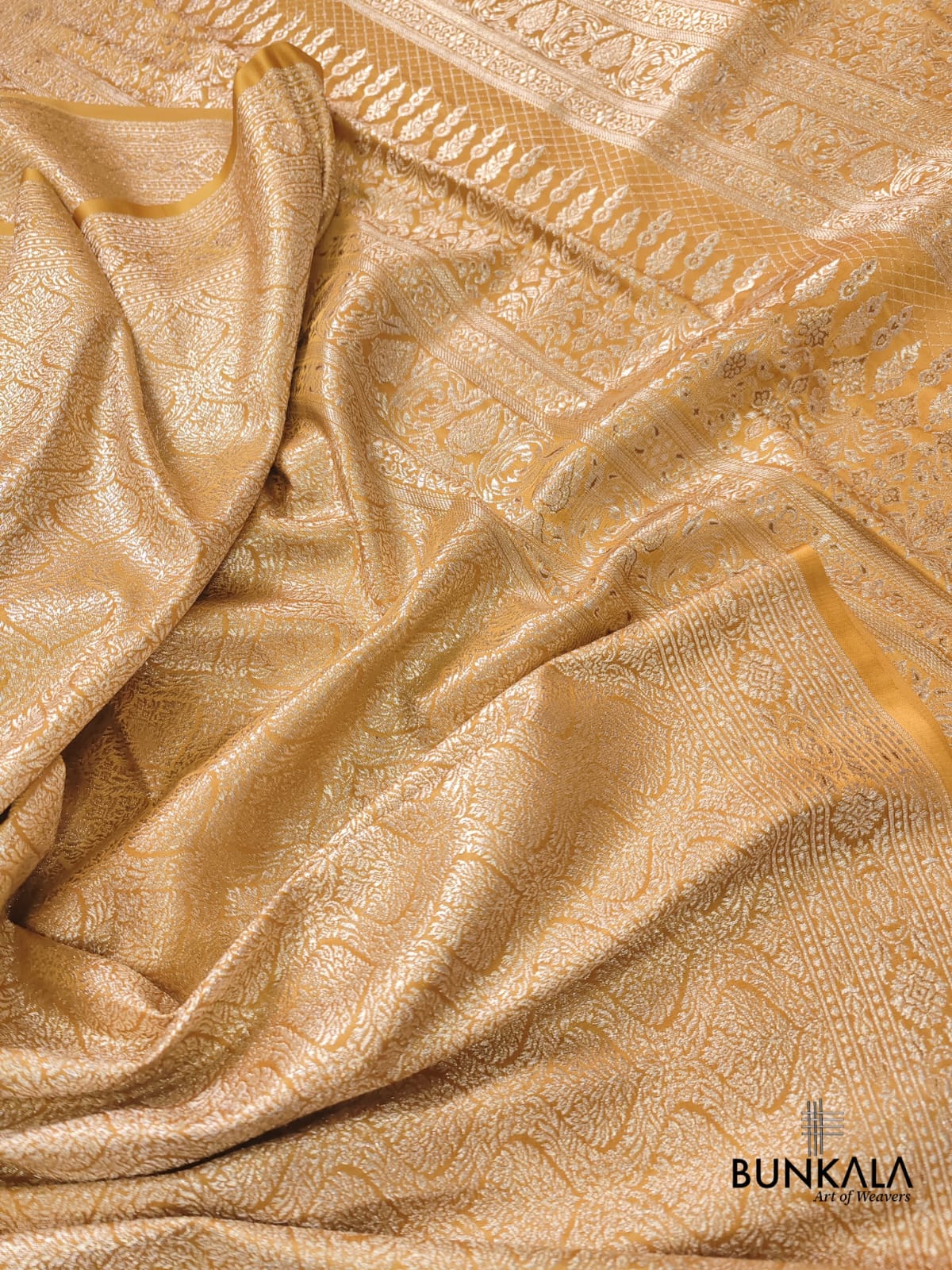 Yellow Mastard Mashru Silk Banarasi Saree