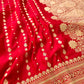 Vibrant Red Pure Mashru Silk Allover Buti Design Handloom Banarasi Saree