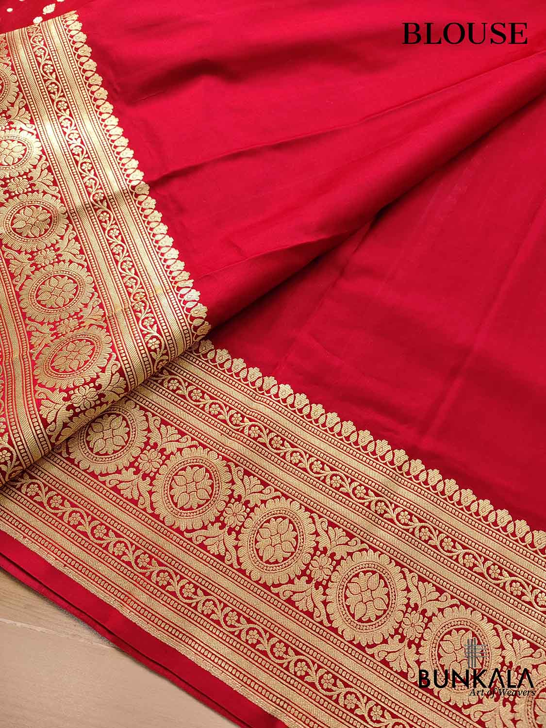 Vibrant Red Pure Mashru Silk Allover Buti Design Handloom Banarasi Saree