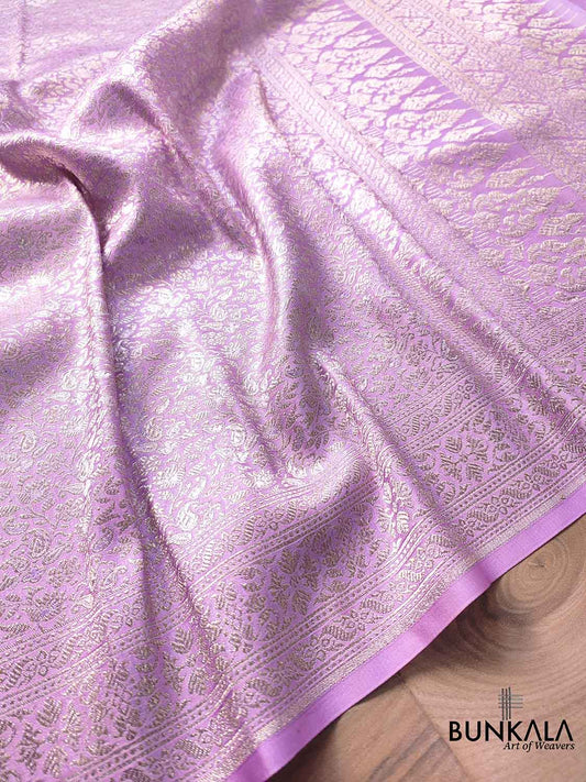 Majestic Plum Purple Mashru Silk Banarasi Saree