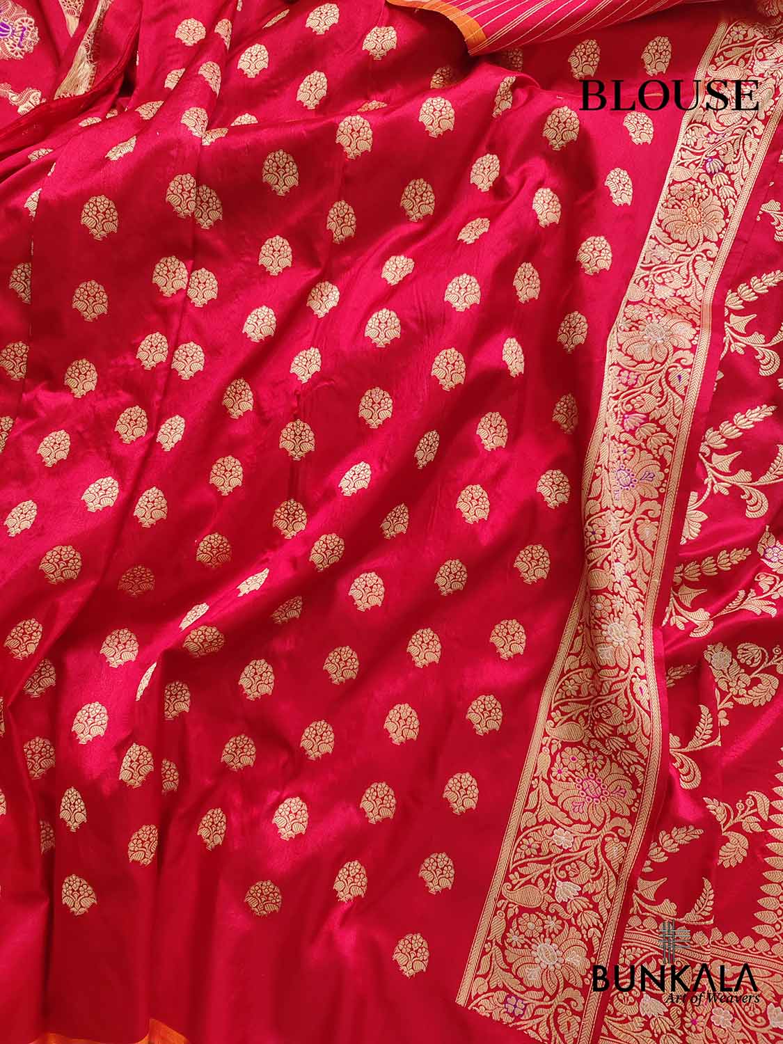 Luxurious Appeal Red Intricate Handwoven Pure Katan Silk Kadwa Jangla Meenakari Banarasi Saree