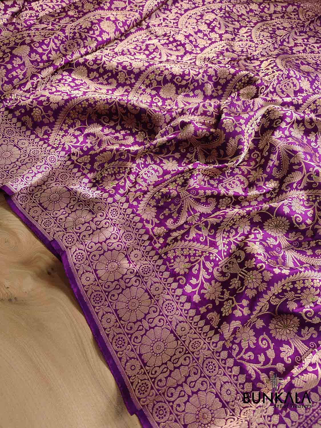 Traditional Touch Purple Heritage Brocade Design Handloom Pure Katan Silk Meenakari Banarasi Saree