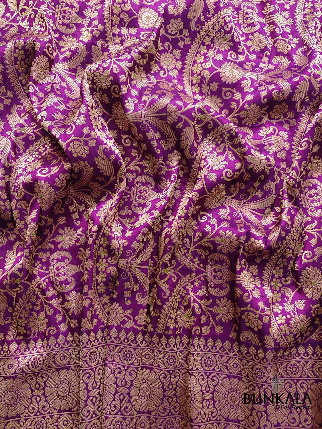 Traditional Touch Purple Heritage Brocade Design Handloom Pure Katan Silk Meenakari Banarasi Saree