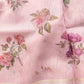 Pink Linen Saree with Digital Floral Print and Zari Border