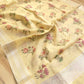 Yellow Linen Saree with Digital Floral Print and Zari Border