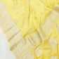 Yellow Pure Khaddi Chiffon Banarasi Allover Silver Zari Buti Handloom Saree