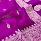 Purple Banarasi Pure Khaddi Chiffon Allover Silver Zari Buti Handloom Saree