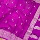 Purple Banarasi Pure Khaddi Chiffon Allover Silver Zari Buti Handloom Saree