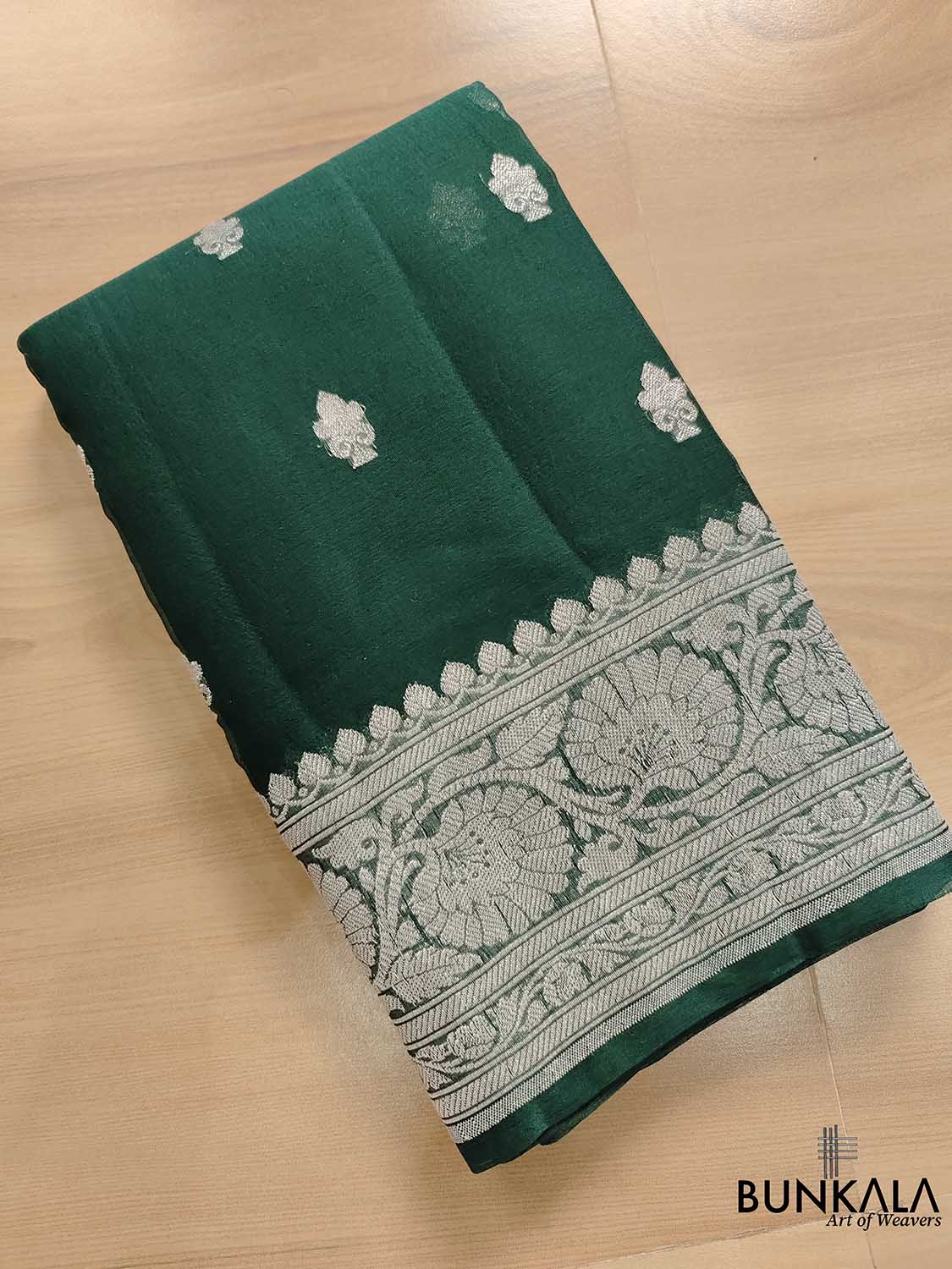 Rama Green Silver Zari Woven Pure Kanjeevaram Silk Handloom Saree – garment  villa