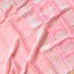 Pink Banarasi Pure Khaddi Chiffon Allover Silver Zari Buti Handloom Saree