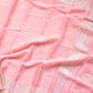 Pink Banarasi Pure Khaddi Chiffon Allover Silver Zari Buti Handloom Saree