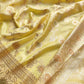 Yellow Mashru Silk Meenakari Jaal Design Weaved Banarasi Saree