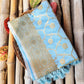 Blue Mashru Silk Jaal Design Weaved Banarasi Saree