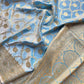 Blue Mashru Silk Jaal Design Weaved Banarasi Saree