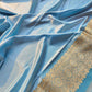 Blue Mashru Silk Jaal Design Weaved Banarasi Saree