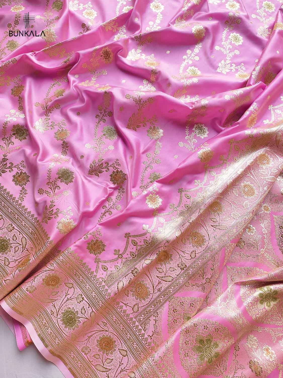 Pink Mashru Silk Meenakari Jaal Design Weaved Banarasi Saree