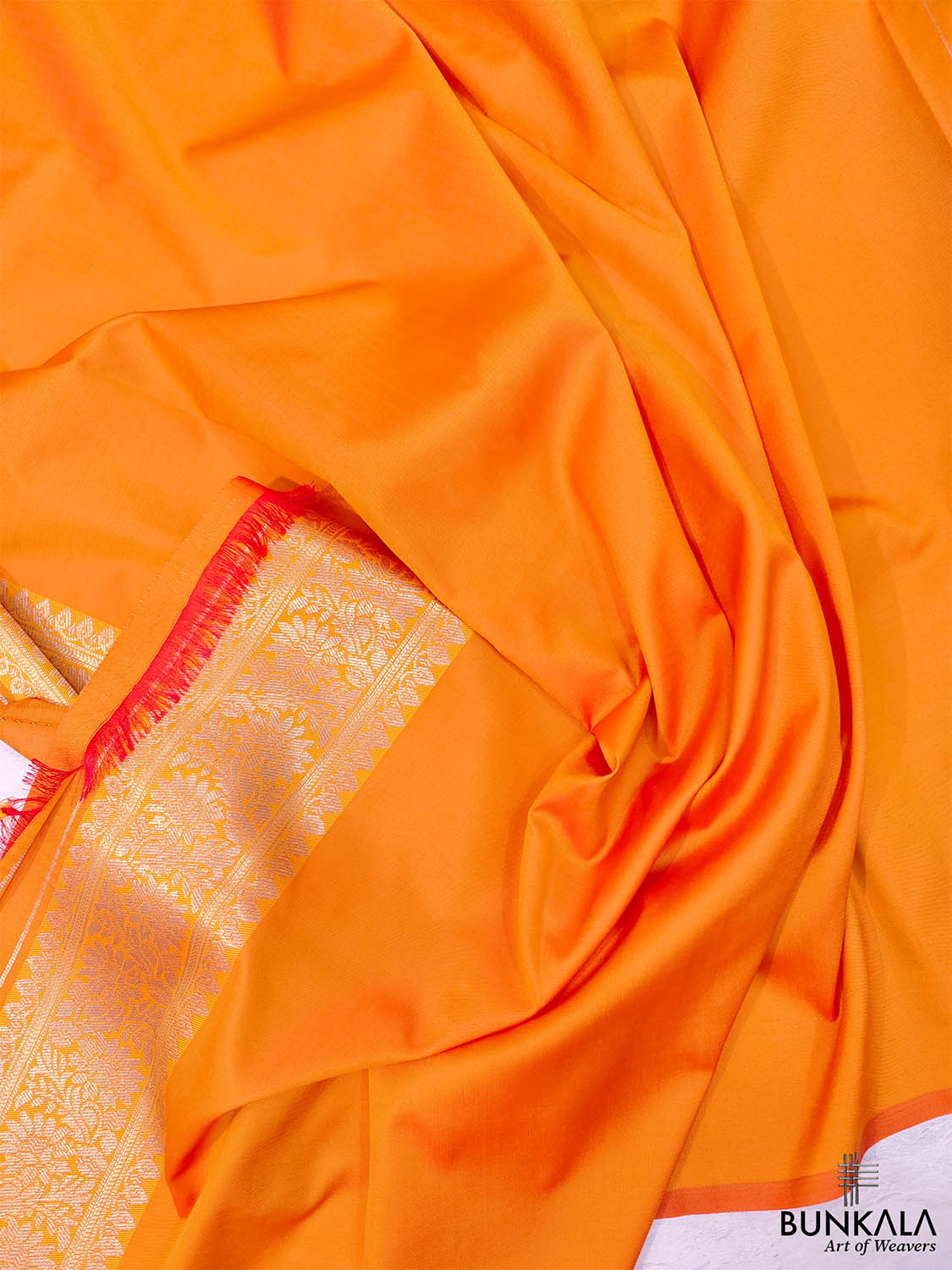 Orange Floral Jaal Design Banarasi Silk Saree