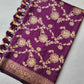 Purple Floral Jaal Design Banarasi Silk Saree