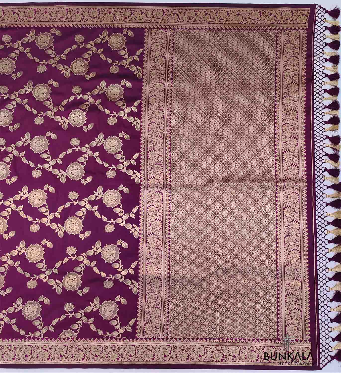 Purple Floral Jaal Design Banarasi Silk Saree