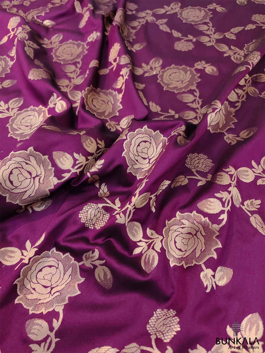 Purple Floral Jaal Design Banarasi Silk Saree