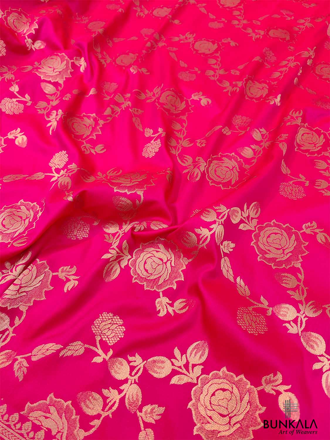 Pink Floral Jaal Design Banarasi Silk Saree