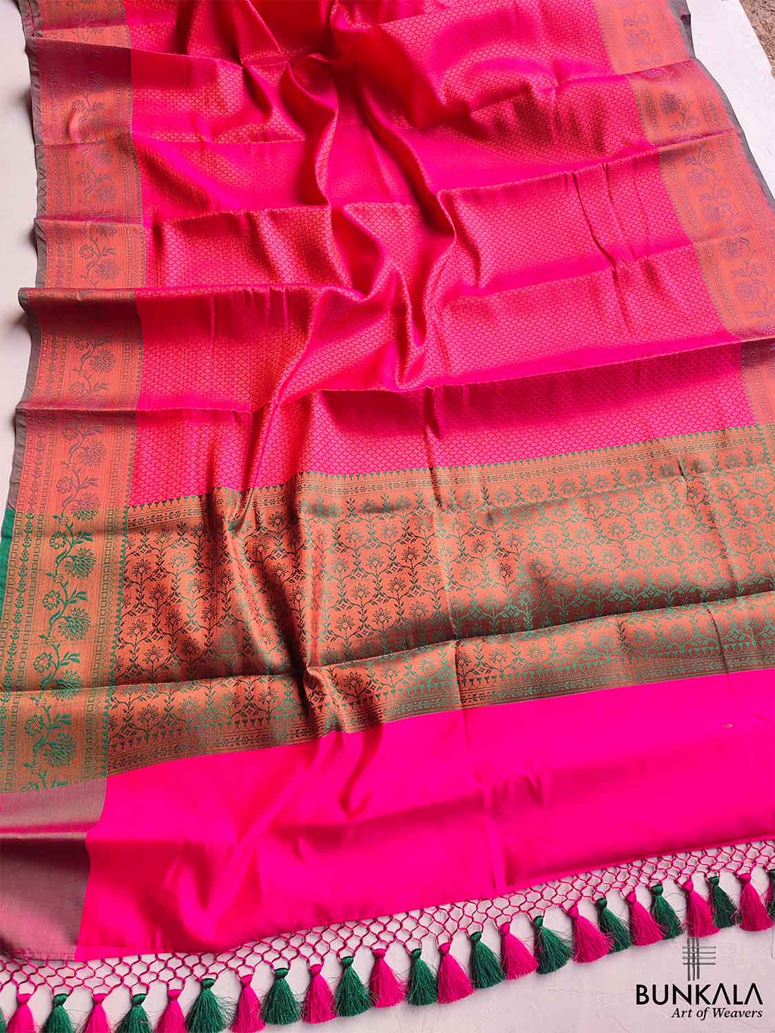 Pink Kanjivaram Silk Saree with Contrast Border