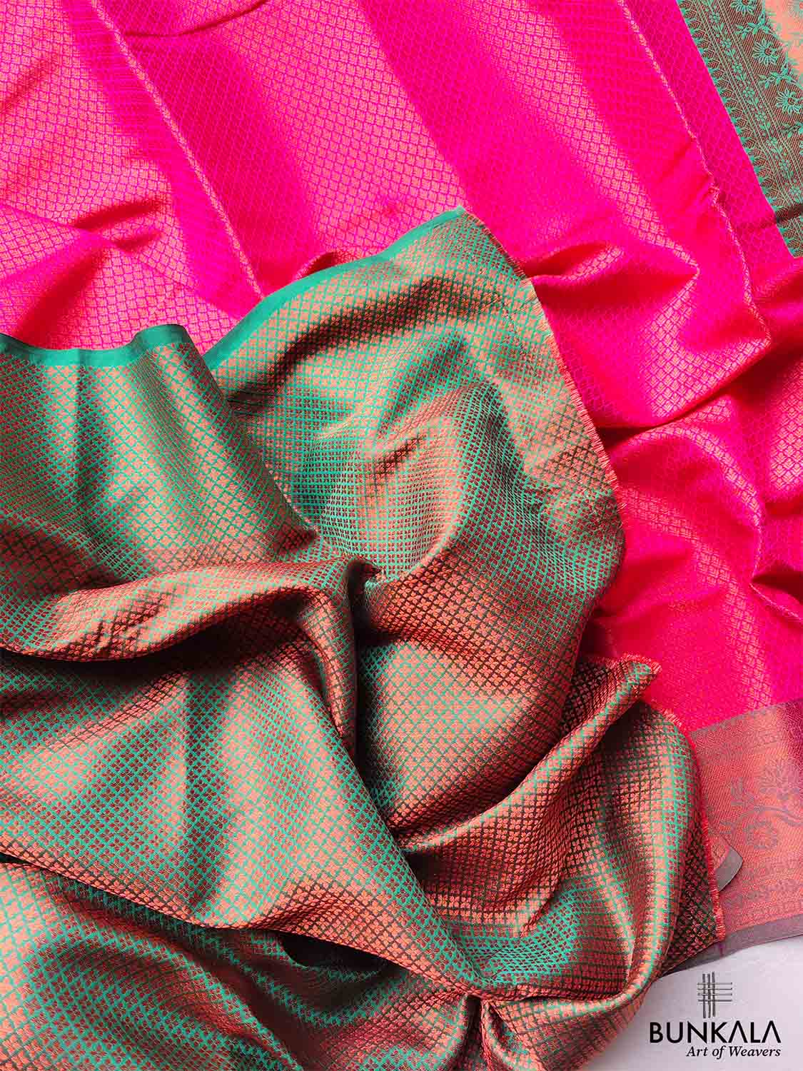 Pink Kanjivaram Silk Saree with Contrast Border