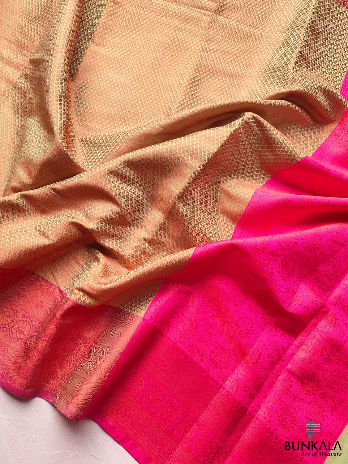 Cream Kanjivaram Silk Saree with Contrast Border
