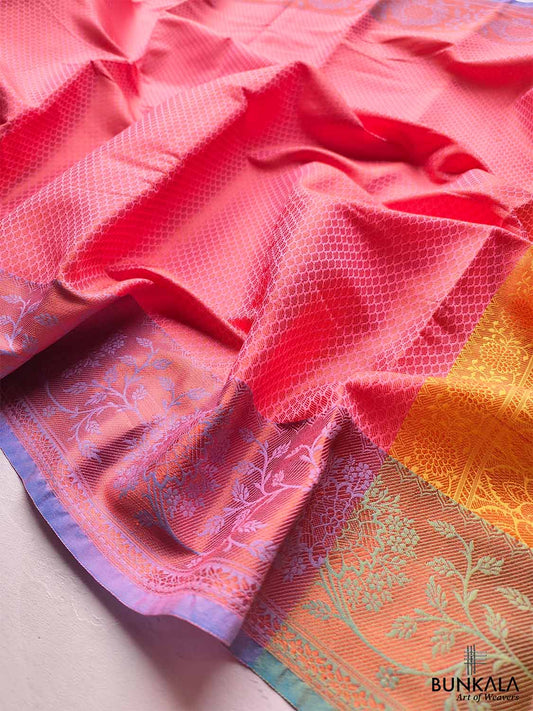 Pink Kanjivaram Silk Saree with Contrast Border