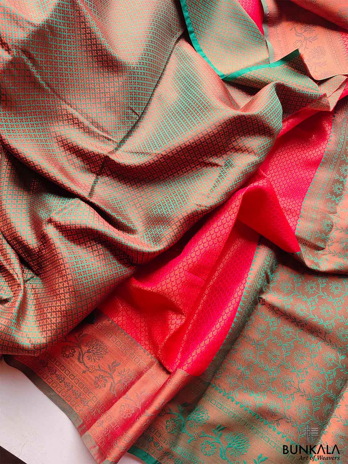 Red Kanjivaram Silk Saree with Contrast Border