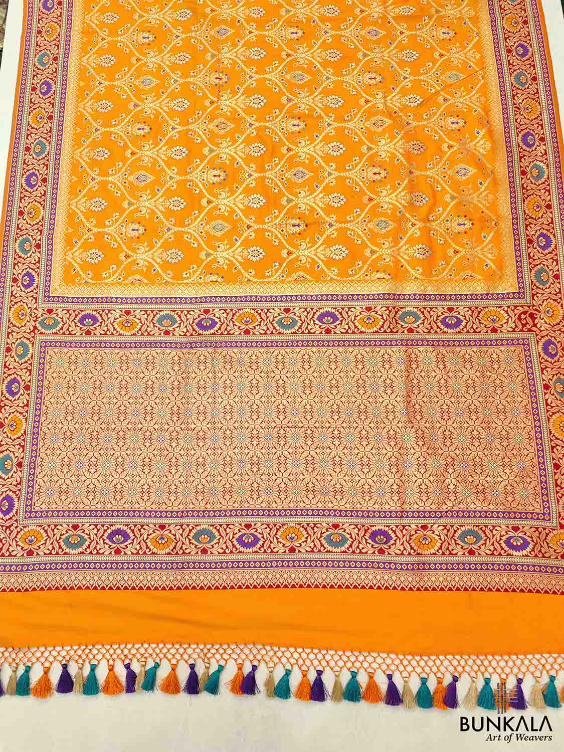 Yellow Meenakari Banarasi Silk Saree