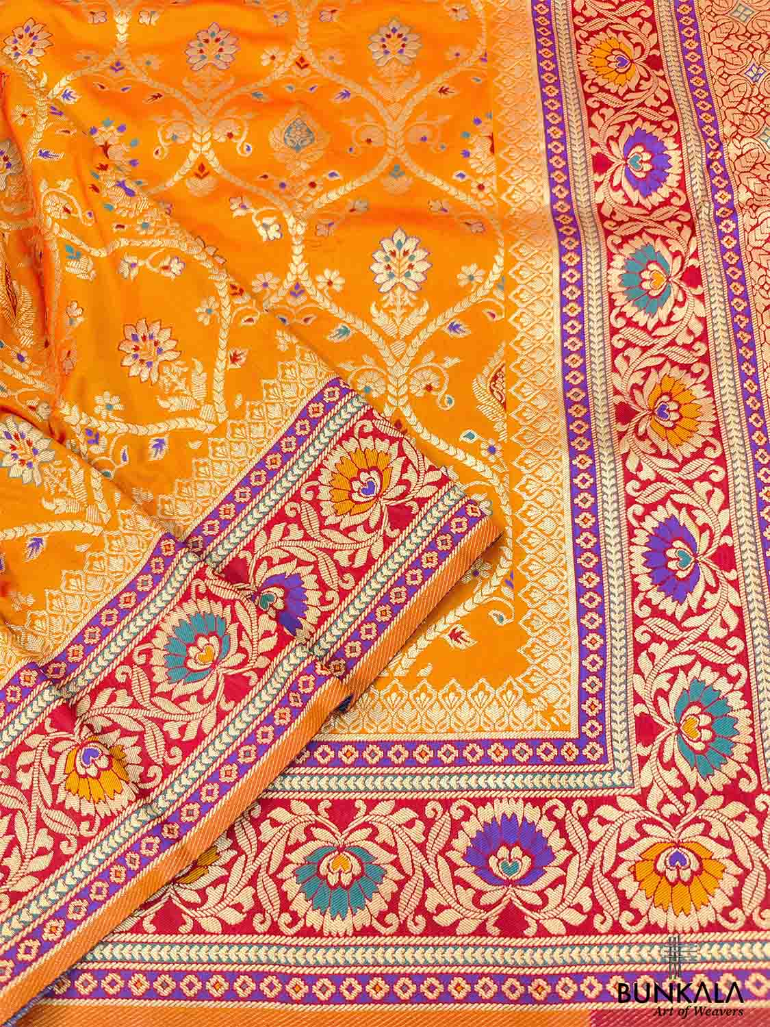 Yellow Meenakari Banarasi Silk Saree